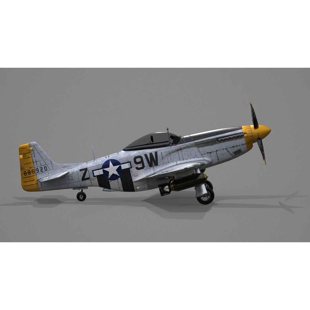 P51D Mustang 3D Model – High Poly Military Aircraft, FBX - View 6