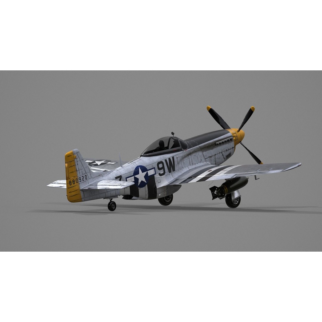 P51D Mustang 3D Model – High Poly Military Aircraft, FBX - View 7