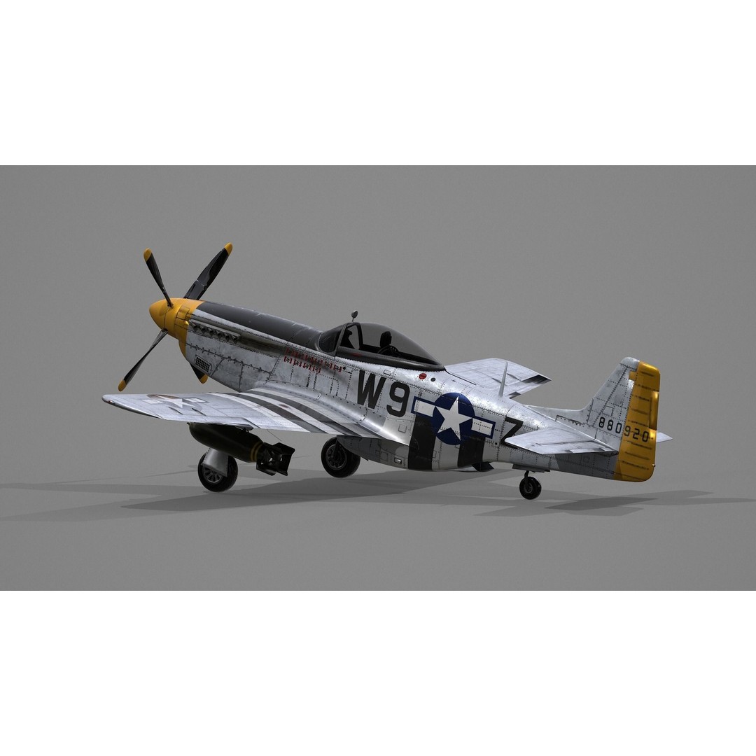 P51D Mustang 3D Model – High Poly Military Aircraft, FBX - View 9