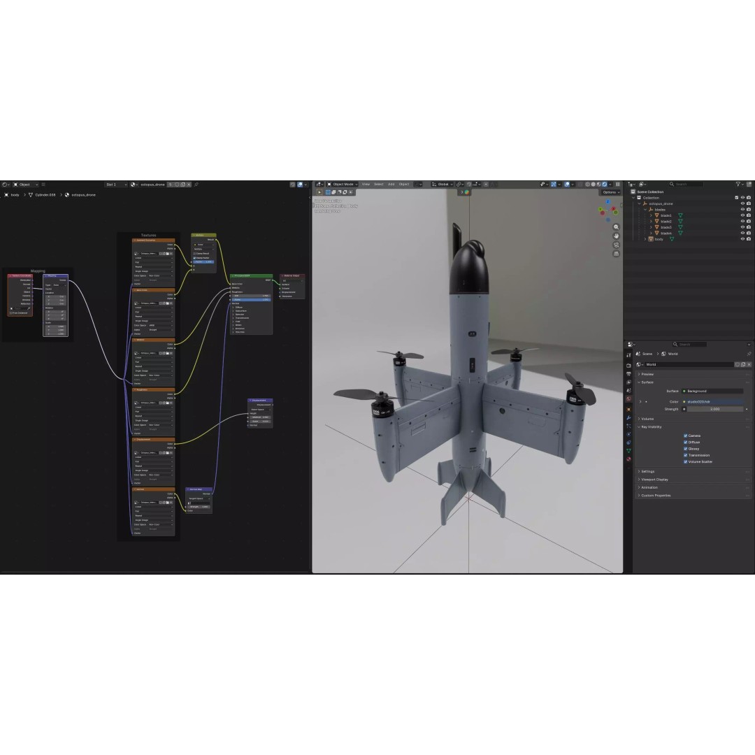 Ukrainian Interceptor Drone Octopus 3D Model – Low Poly Game Ready, PBR - View 13