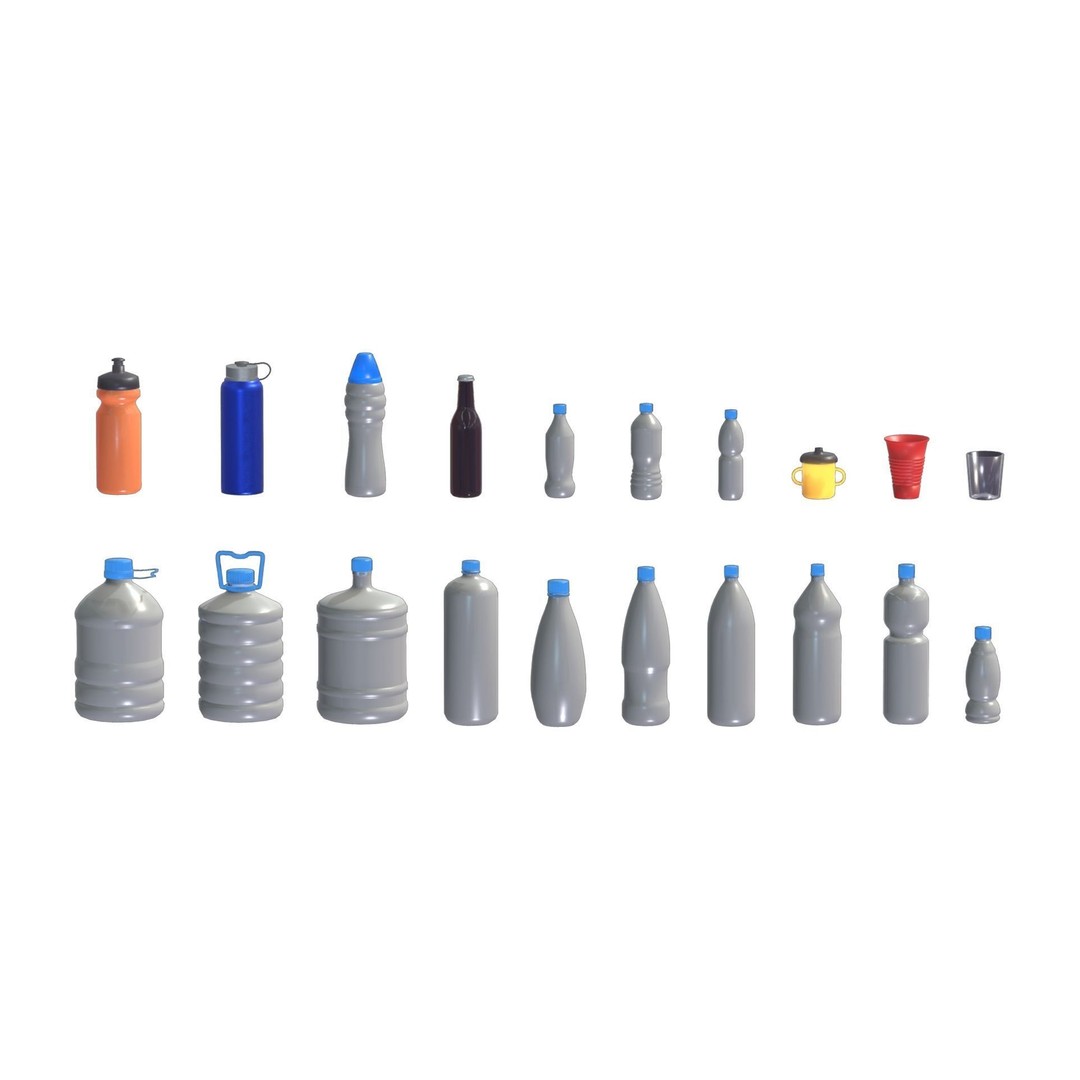 Bottle Pack 3D Model – 20 Unique Designs, PBR Textures, FBX, OBJ - View 4