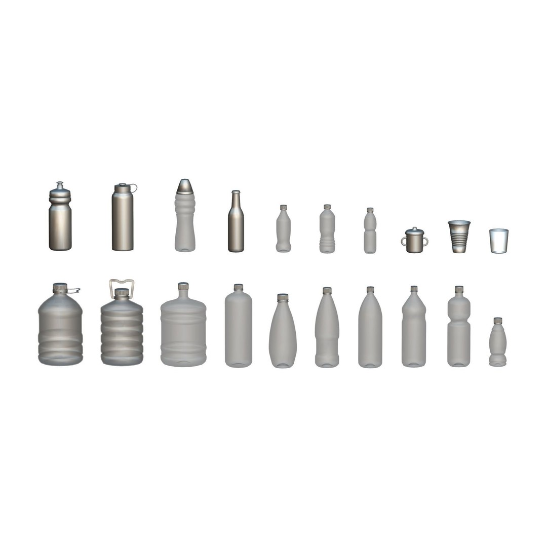 Bottle Pack 3D Model – 20 Unique Designs, PBR Textures, FBX, OBJ - View 6