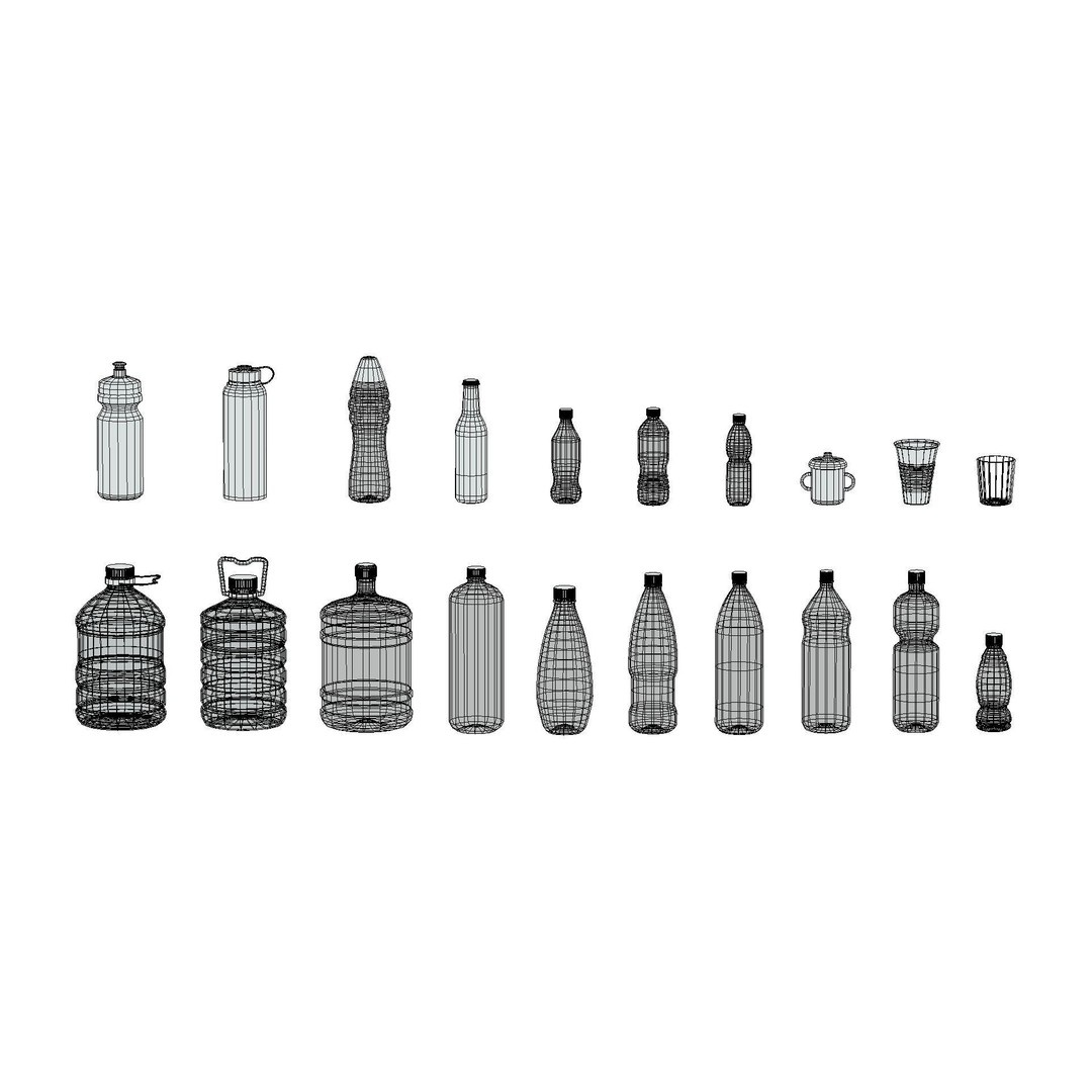 Bottle Pack 3D Model – 20 Unique Designs, PBR Textures, FBX, OBJ - View 9