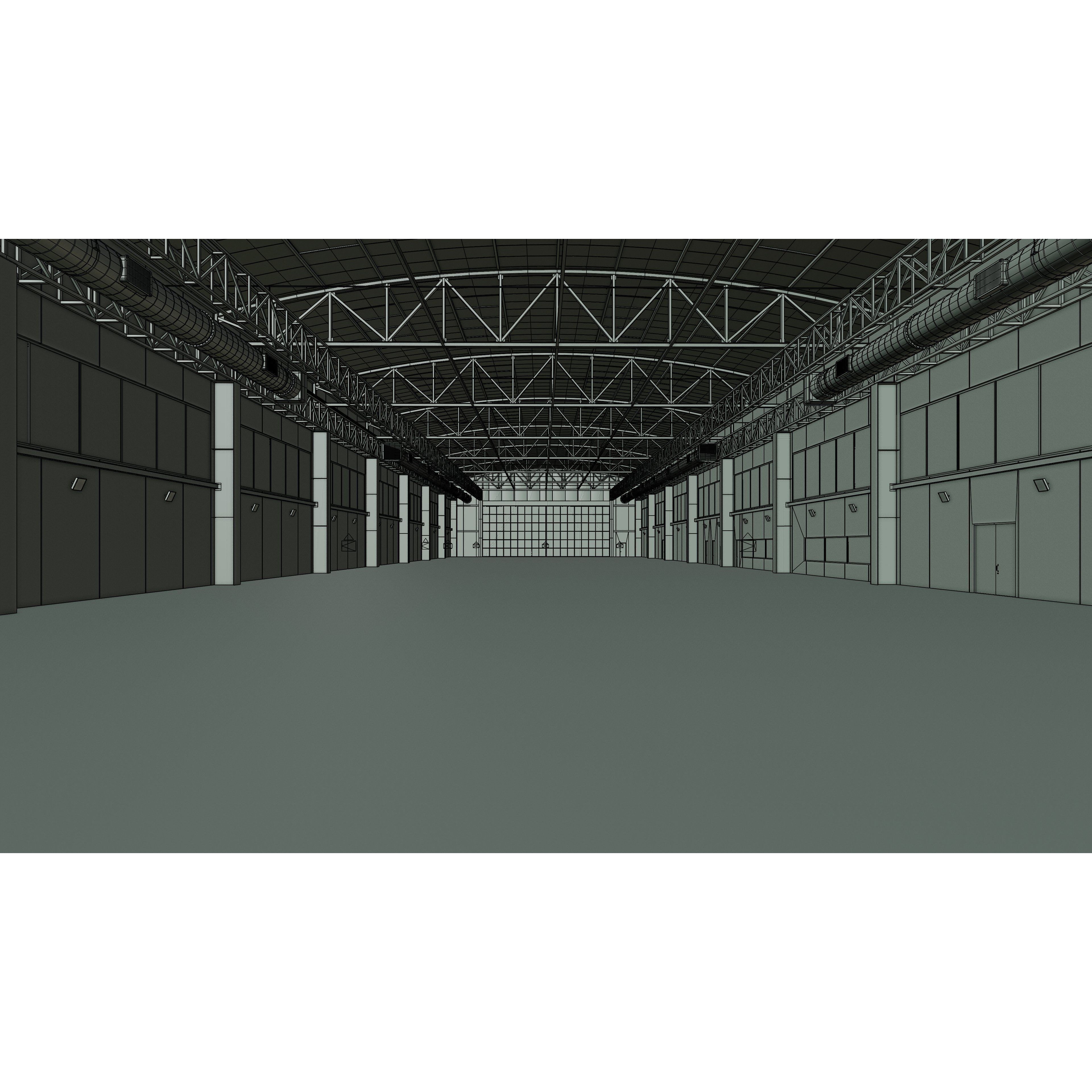 Airplane Hangar Interior - Low-Poly Game-Ready 3D Model - View 12