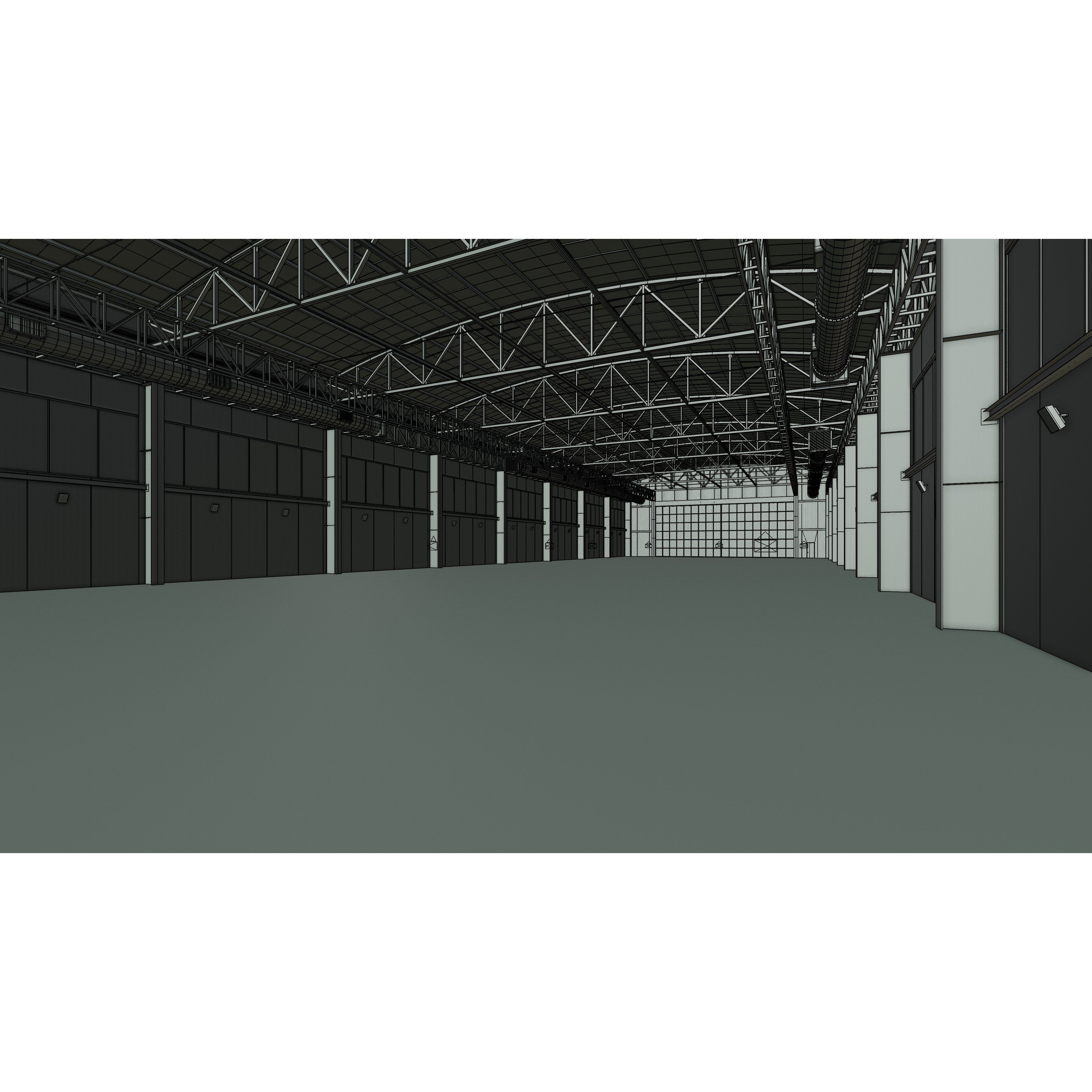 Airplane Hangar Interior - Low-Poly Game-Ready 3D Model - View 13
