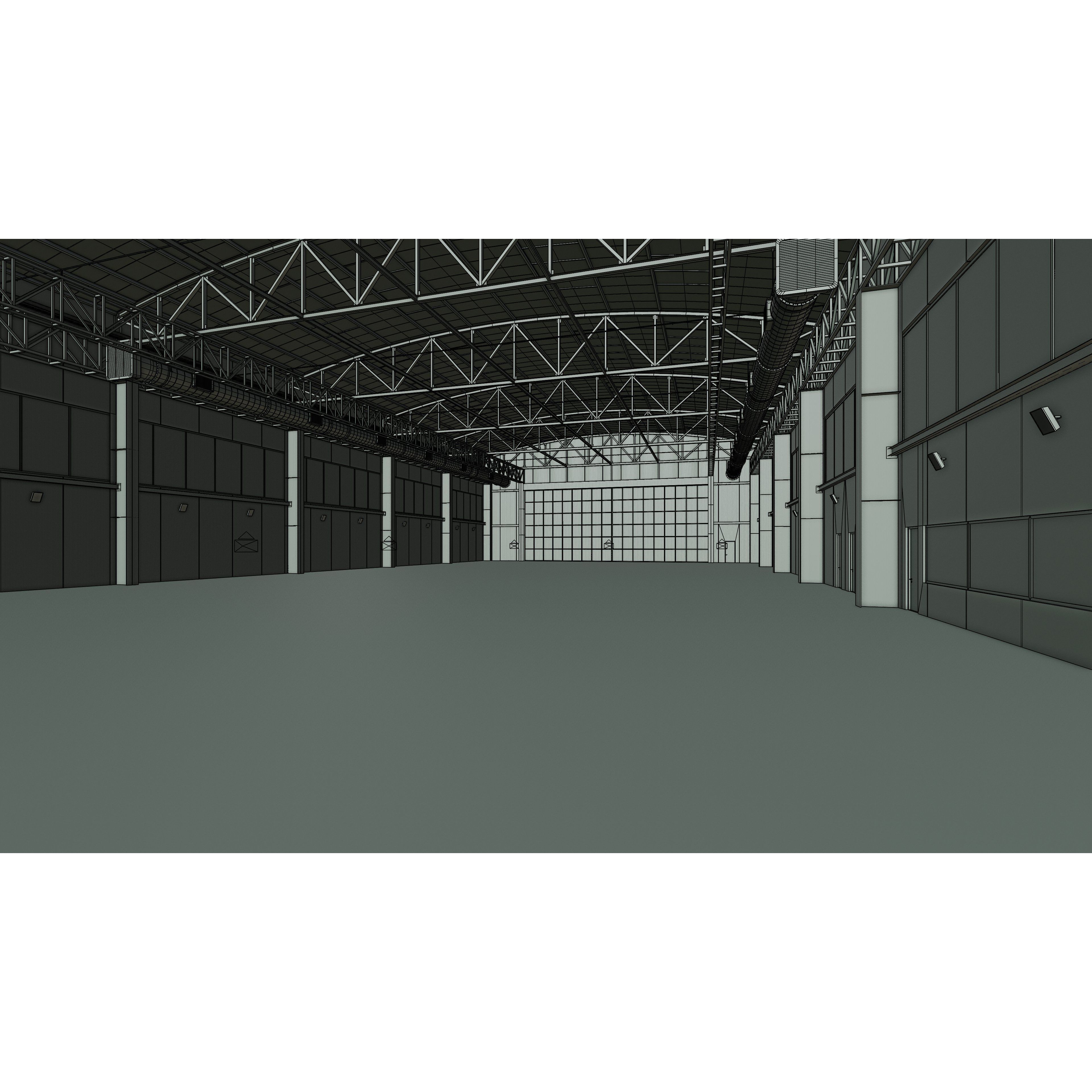 Airplane Hangar Interior - Low-Poly Game-Ready 3D Model - View 14