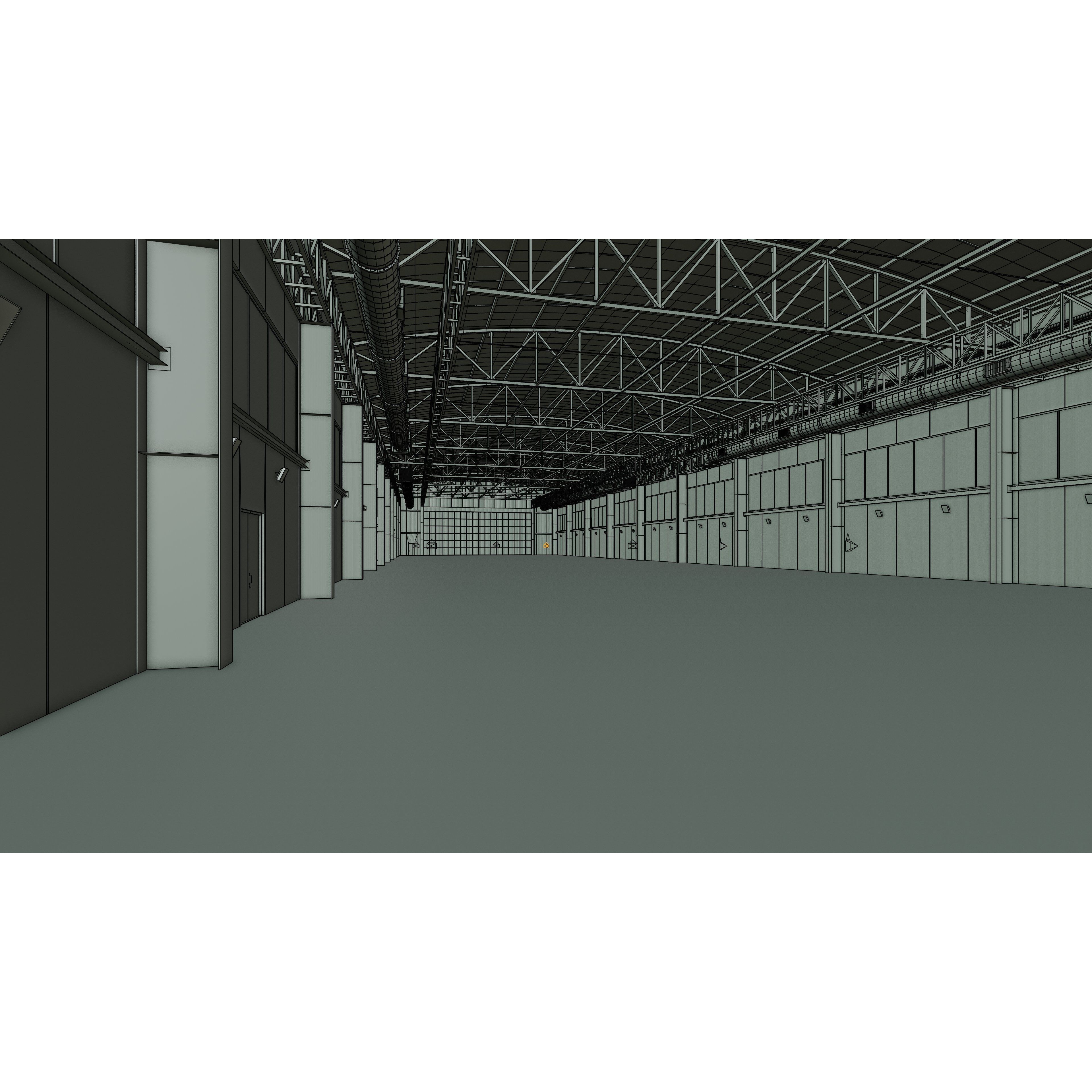 Airplane Hangar Interior - Low-Poly Game-Ready 3D Model - View 15