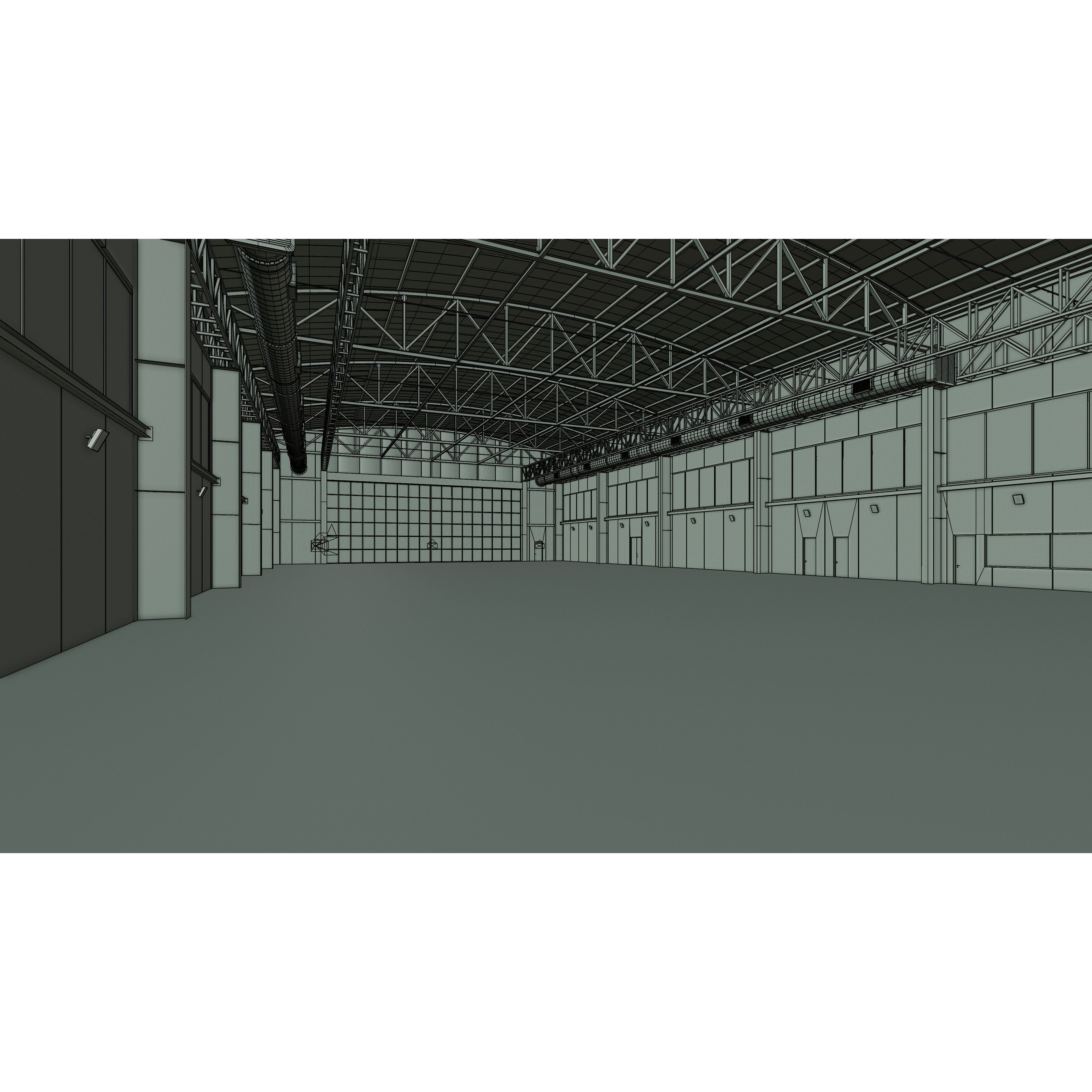 Airplane Hangar Interior - Low-Poly Game-Ready 3D Model - View 20