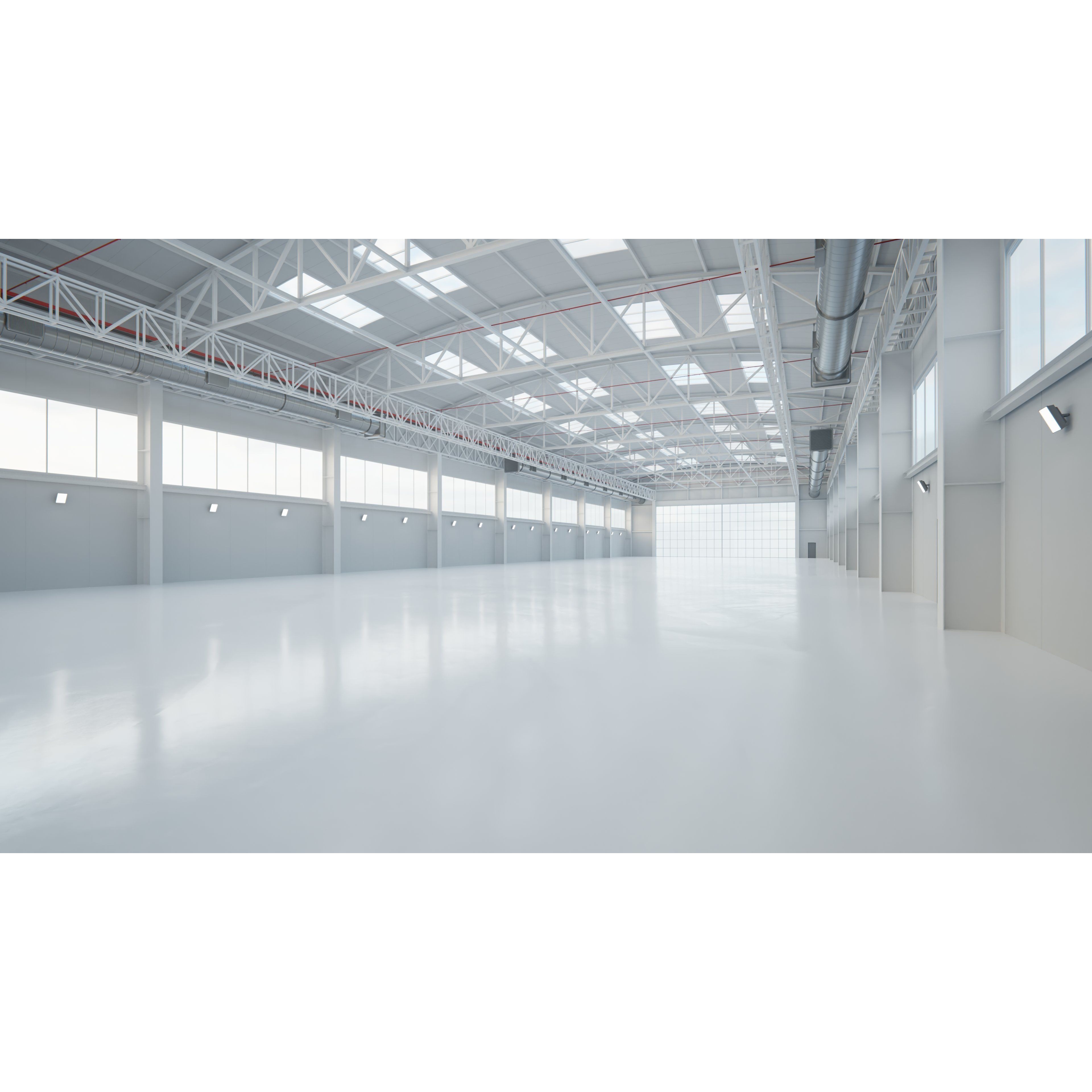 Airplane Hangar Interior - Low-Poly Game-Ready 3D Model - View 3