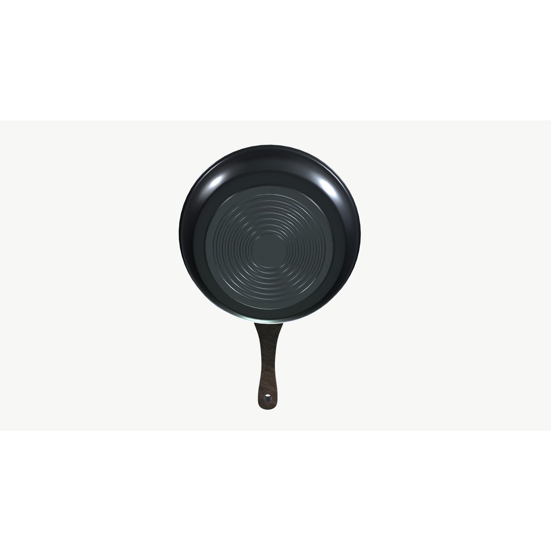Frying Pan 3D Model – Low Poly Kitchenware, PBR Textures, FBX