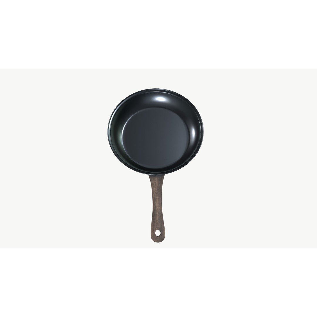 Frying Pan 3D Model – Low Poly Kitchenware, PBR Textures, FBX - View 3