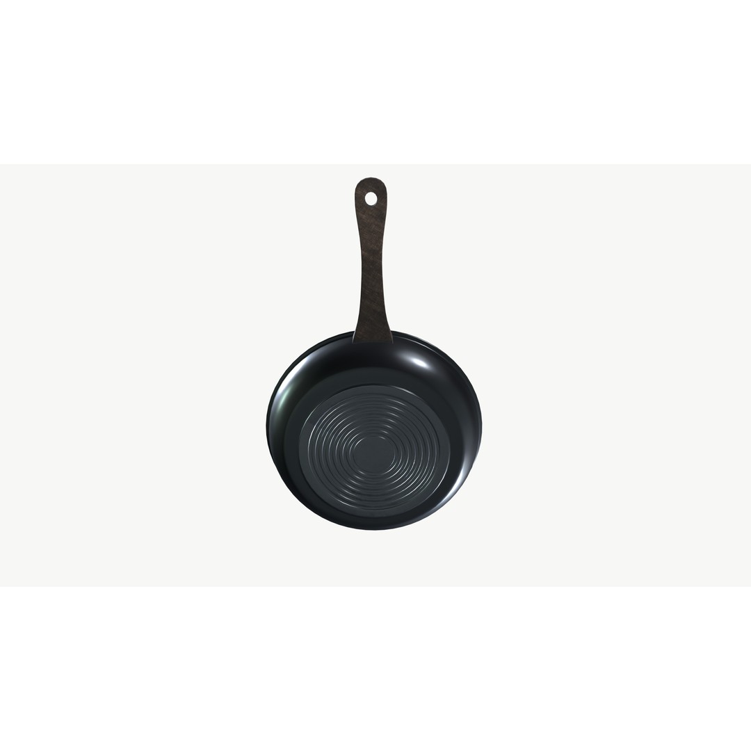 Frying Pan 3D Model – Low Poly Kitchenware, PBR Textures, FBX - View 4