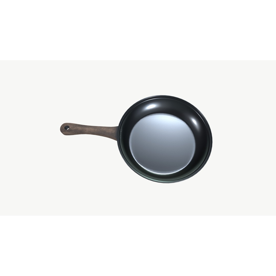 Frying Pan 3D Model – Low Poly Kitchenware, PBR Textures, FBX - View 8