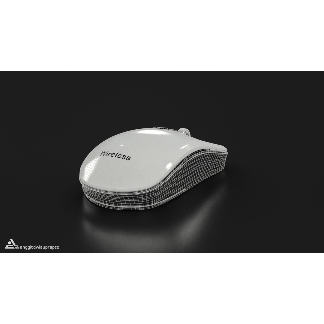 Wireless Mouse 3D Model – Low Poly Ergonomic Design, FBX - View 10