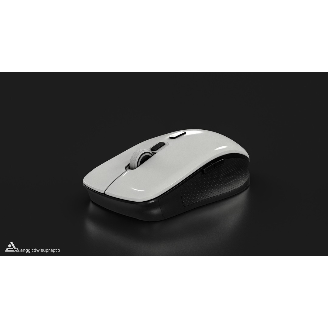 Wireless Mouse 3D Model – Low Poly Ergonomic Design, FBX - View 3