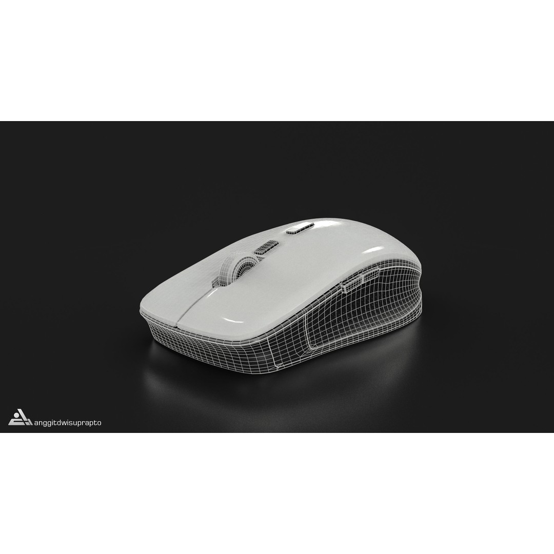 Wireless Mouse 3D Model – Low Poly Ergonomic Design, FBX - View 4