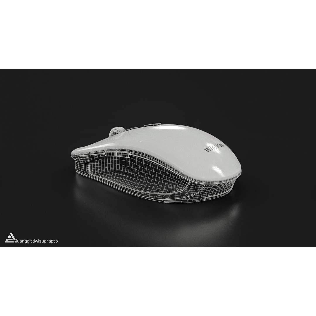 Wireless Mouse 3D Model – Low Poly Ergonomic Design, FBX - View 9