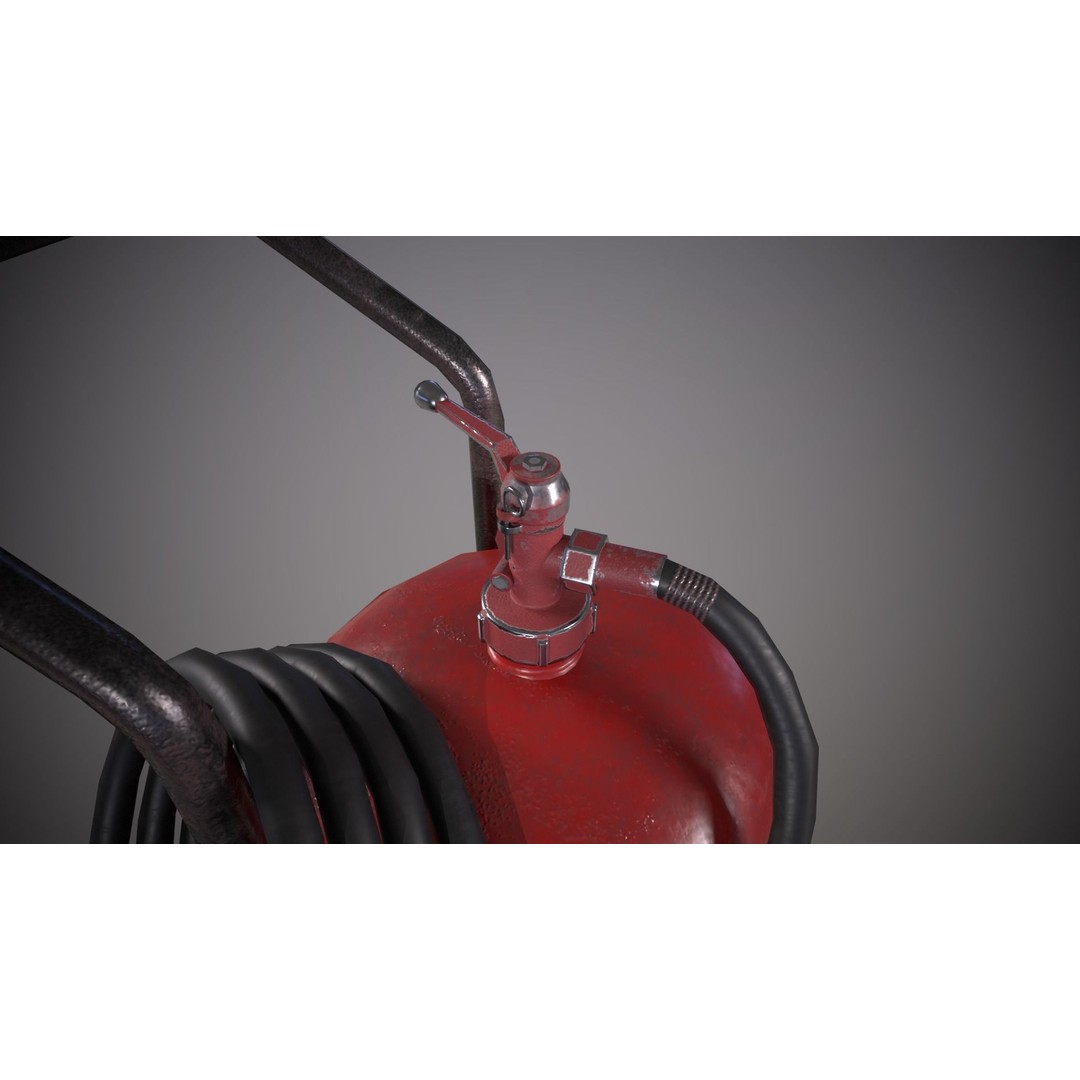 Fire Extinguisher 3D Model – Low Poly PBR Asset for Games, FBX, OBJ - View 3