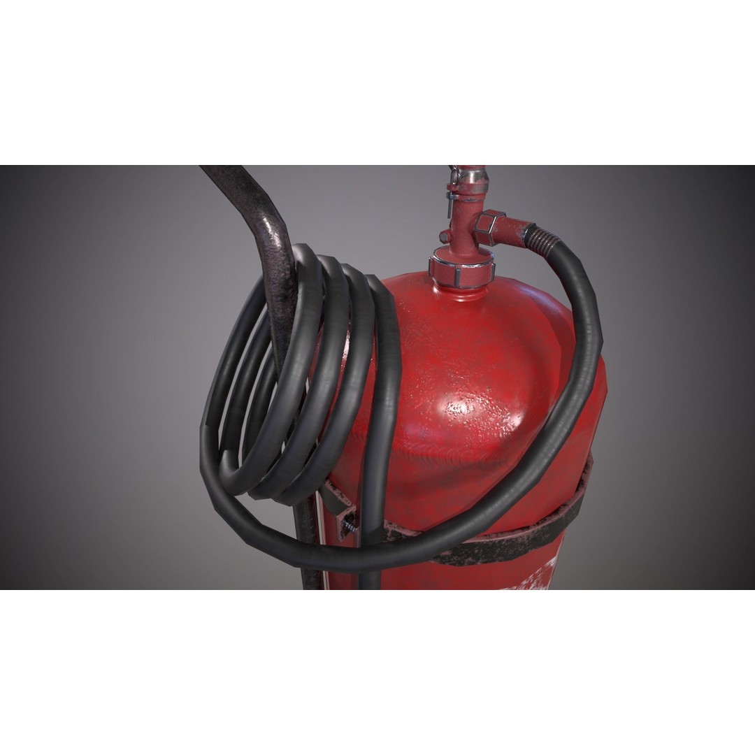 Fire Extinguisher 3D Model – Low Poly PBR Asset for Games, FBX, OBJ - View 4