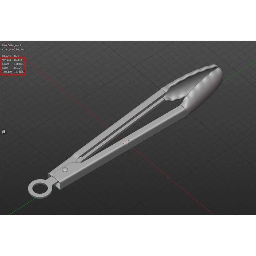 Stainless Steel Tongs 3D Model – Realistic Kitchen Utensils, FBX - View 9