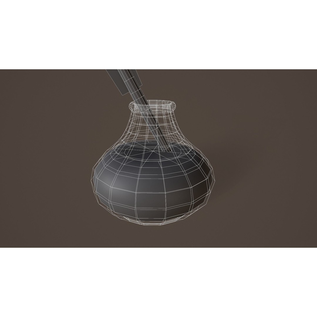 Quill and Glass Inkpot 3D Model – Low Poly PBR Game Asset, FBX - View 10