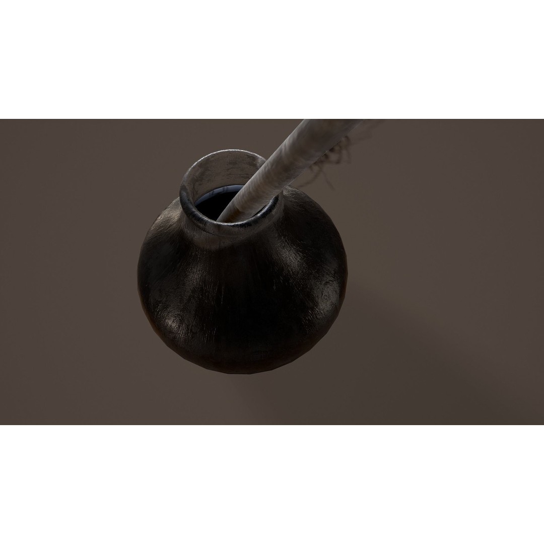 Quill and Glass Inkpot 3D Model – Low Poly PBR Game Asset, FBX - View 4