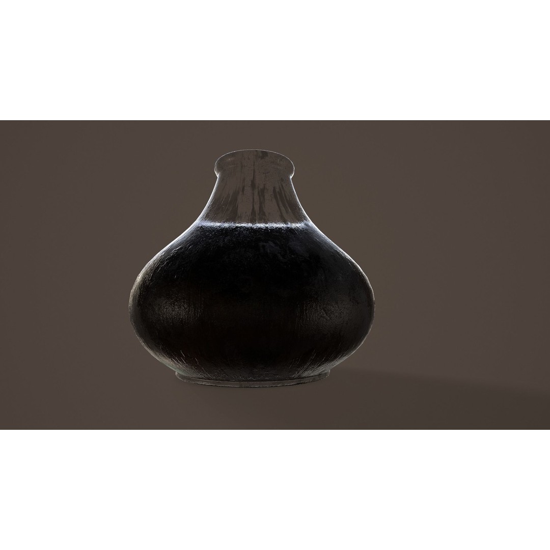 Quill and Glass Inkpot 3D Model – Low Poly PBR Game Asset, FBX - View 5