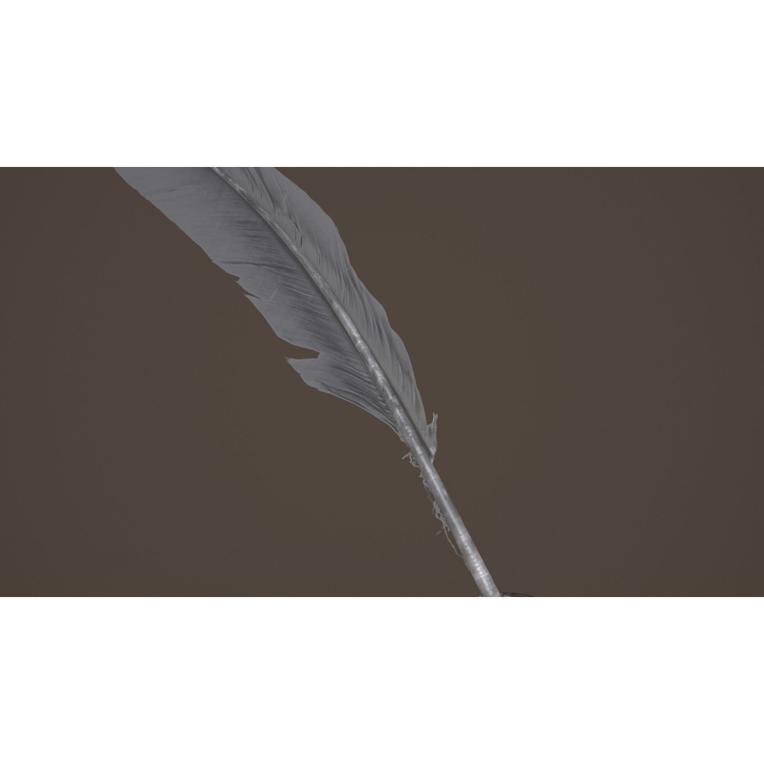 Quill and Glass Inkpot 3D Model – Low Poly PBR Game Asset, FBX - View 8