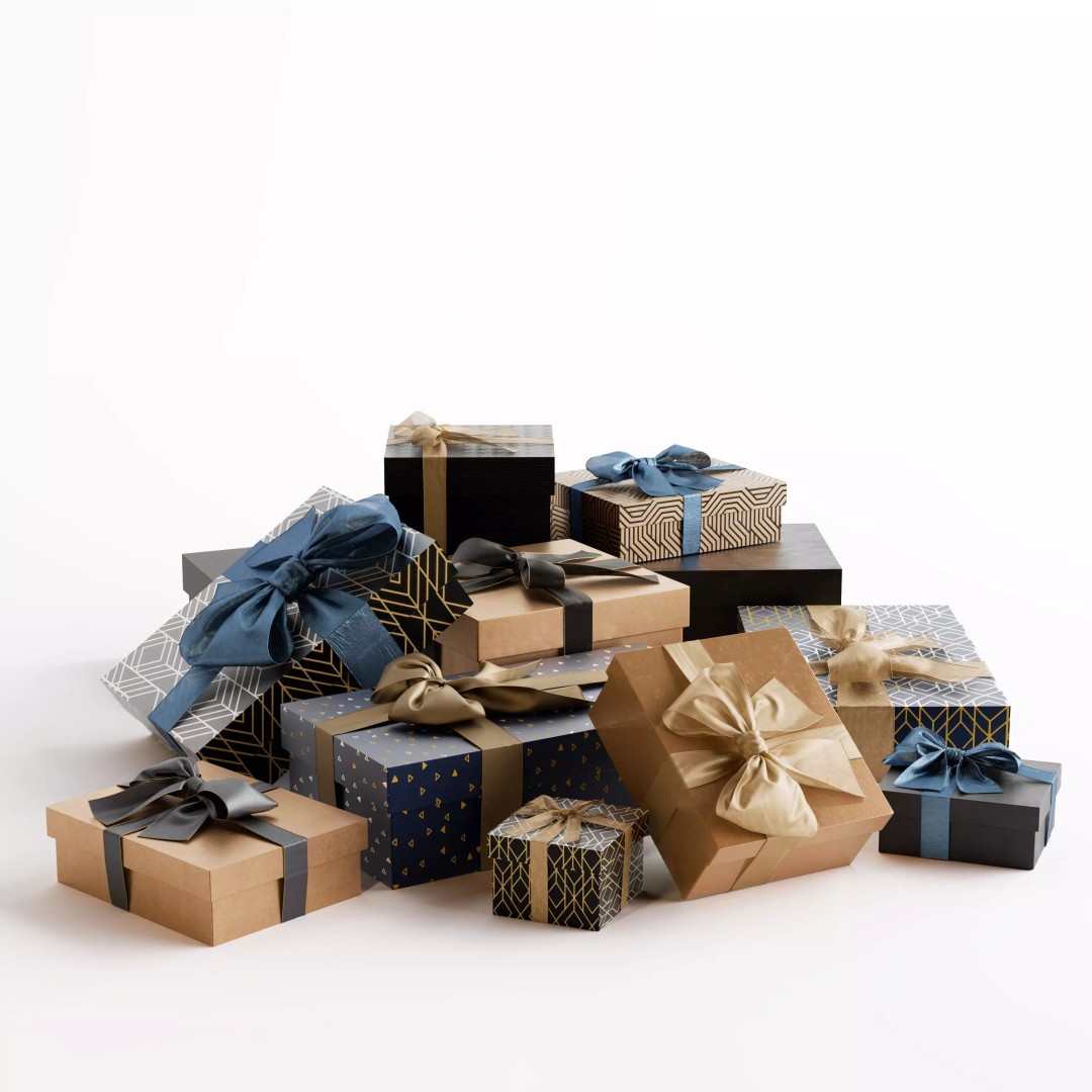 Gift Boxes 3D Model – Holiday Decoration PBR Asset, Blender, FBX, OBJ - View 3