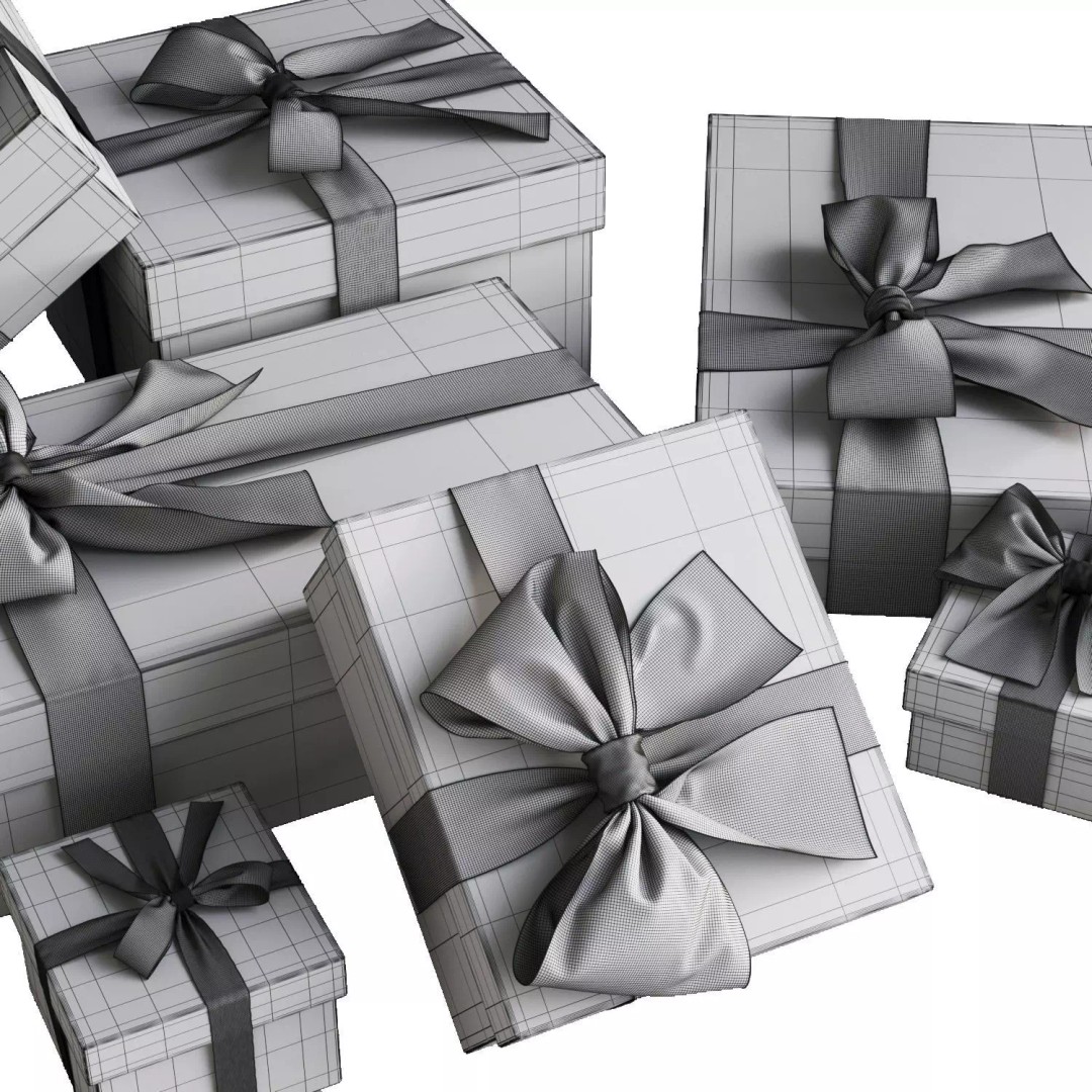 Gift Boxes 3D Model – Holiday Decoration PBR Asset, Blender, FBX, OBJ - View 9