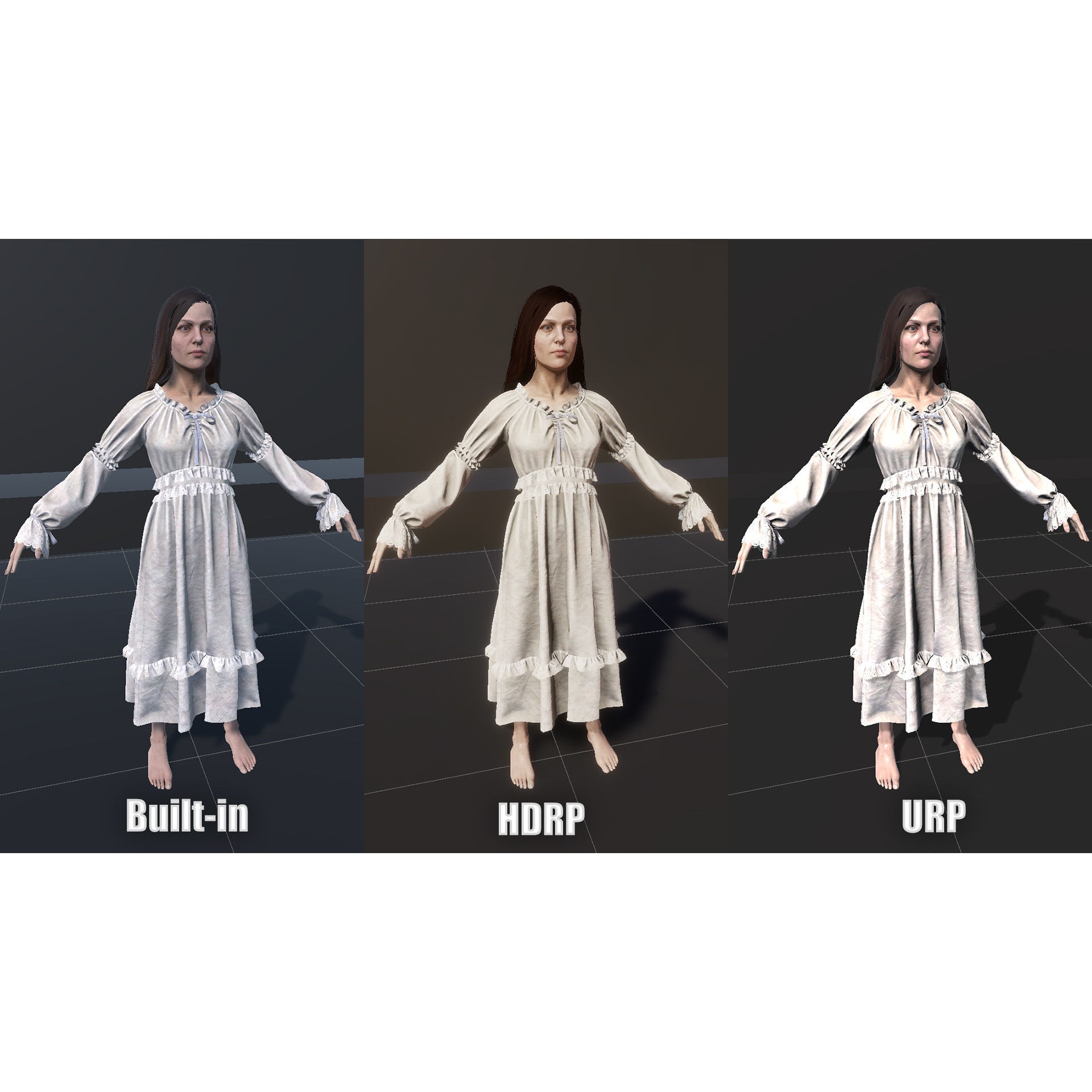 Girl in Dress - Low-Poly Game-Ready 3D Model