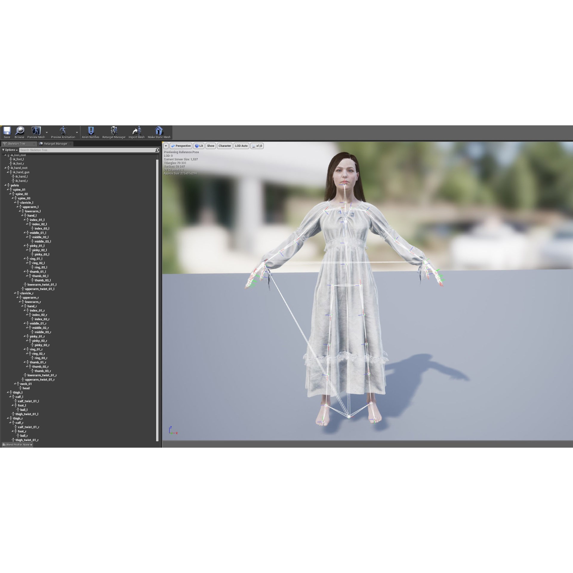 Girl in Dress - Low-Poly Game-Ready 3D Model - View 10