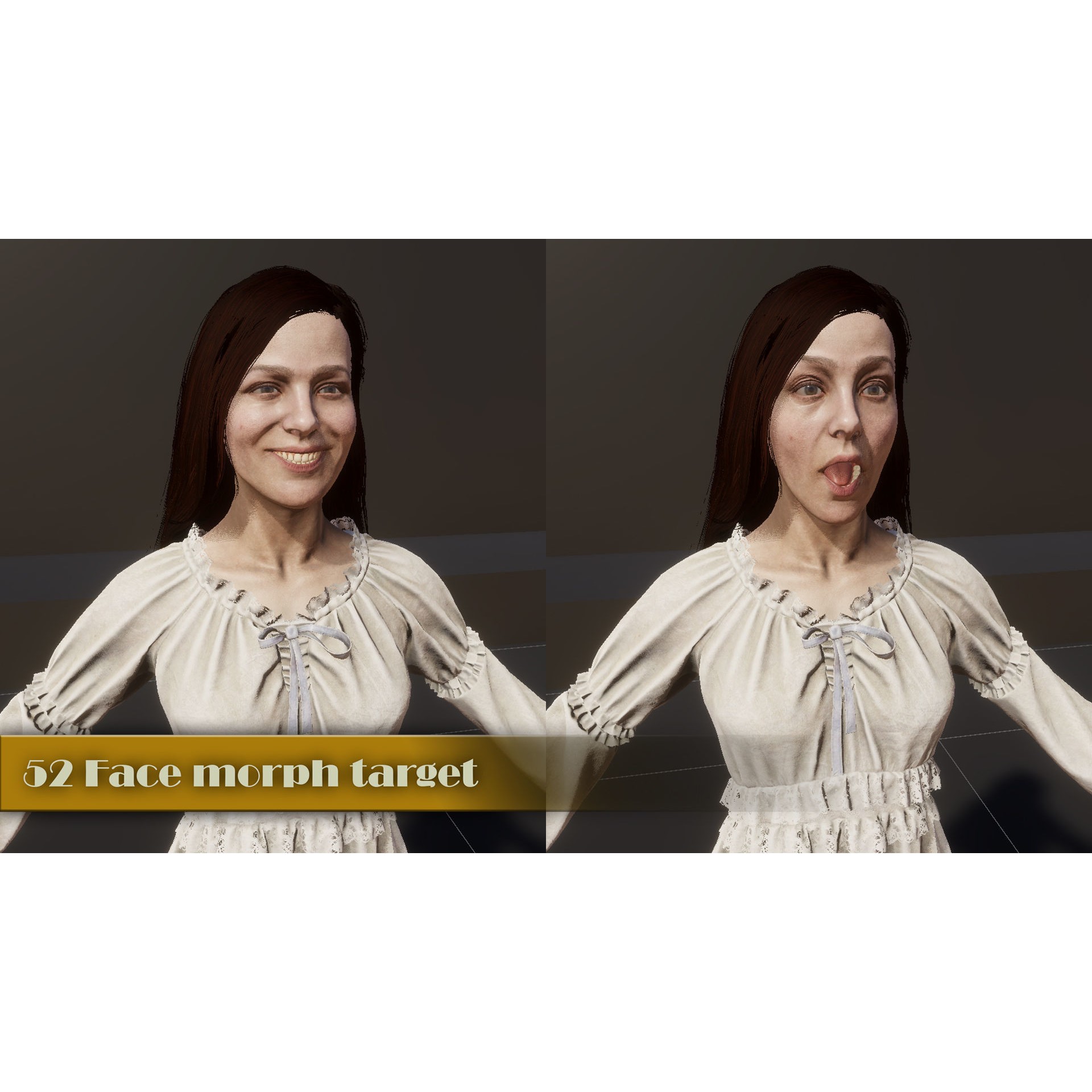 Girl in Dress - Low-Poly Game-Ready 3D Model - View 12