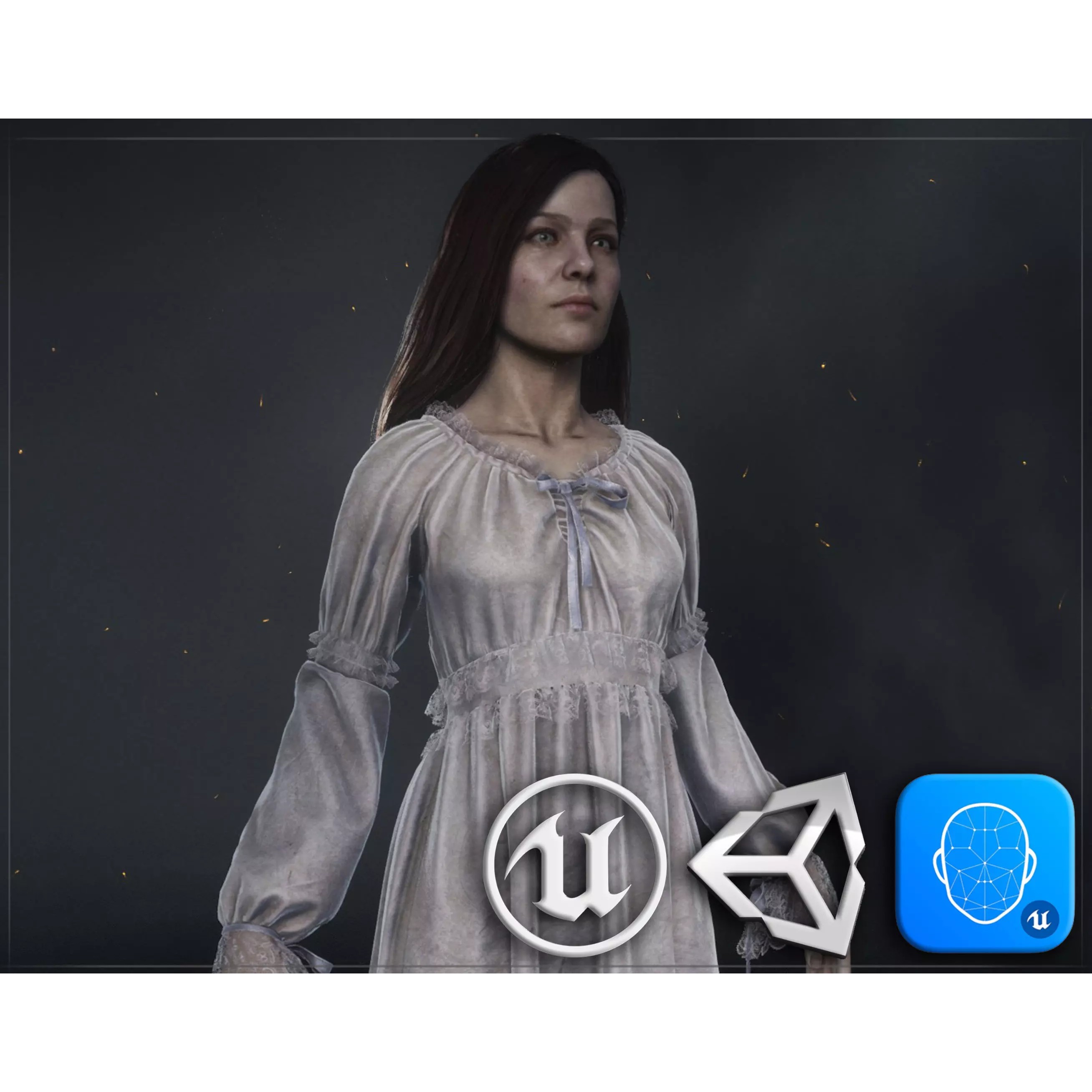 Girl in Dress - Low-Poly Game-Ready 3D Model - View 2