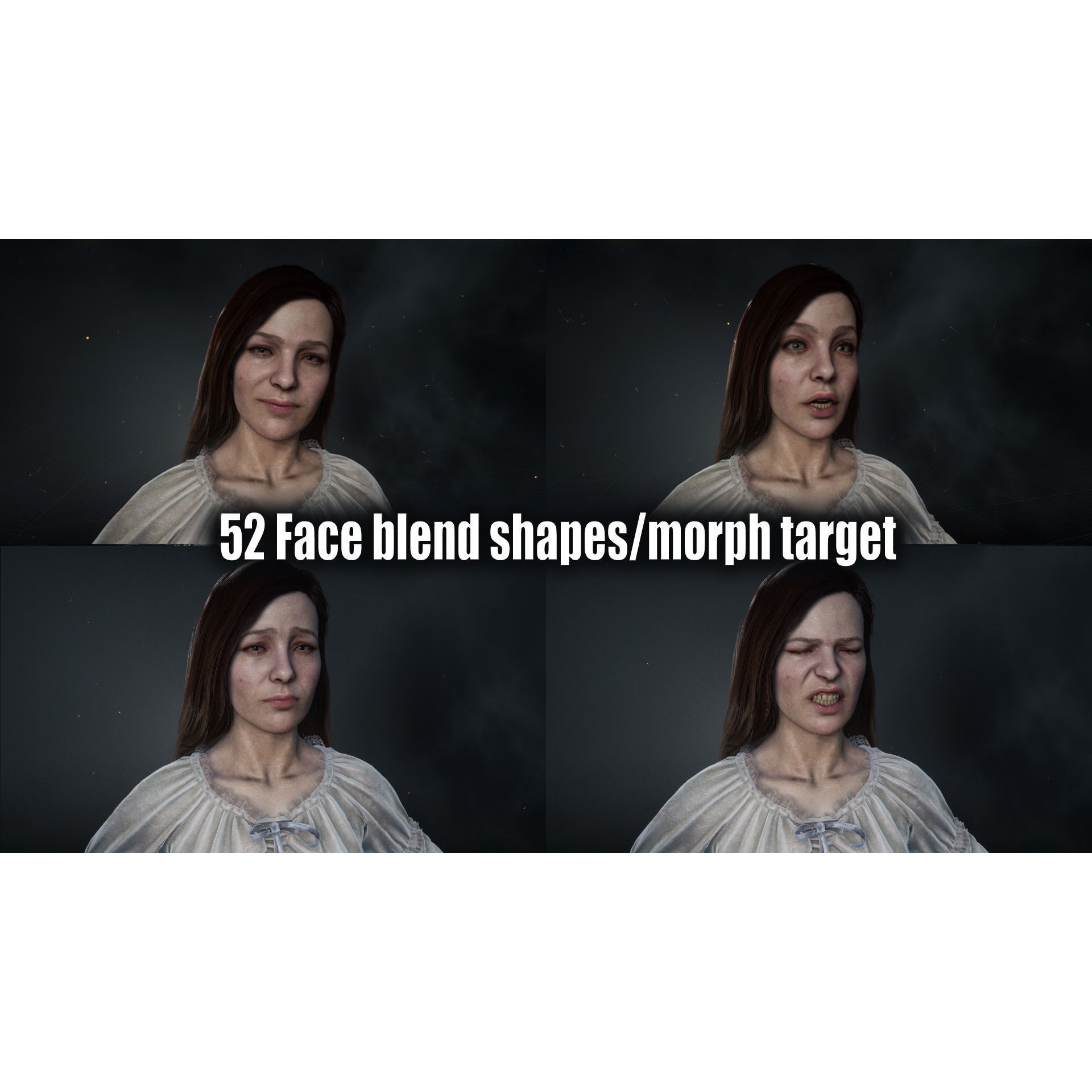 Girl in Dress - Low-Poly Game-Ready 3D Model - View 5