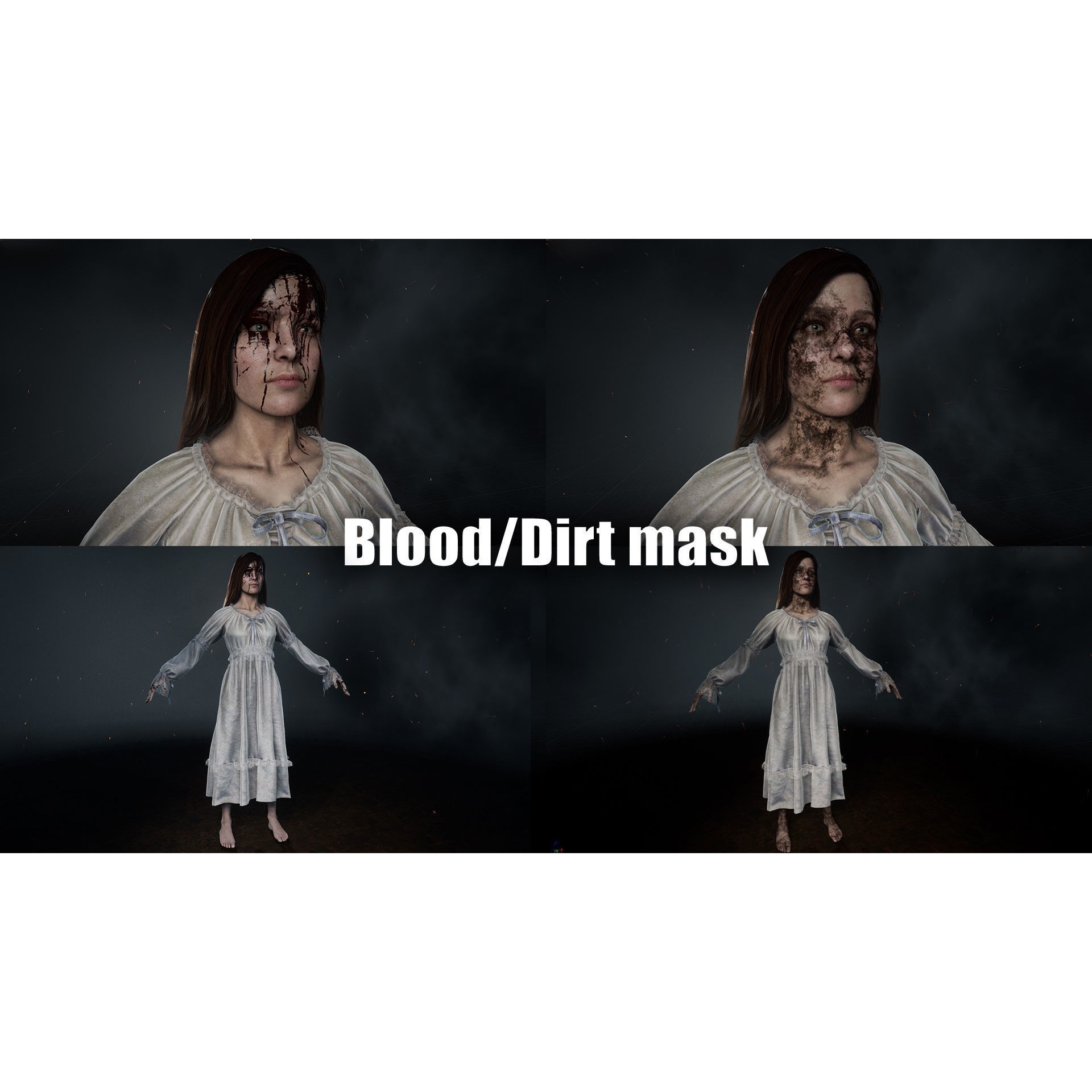 Girl in Dress - Low-Poly Game-Ready 3D Model - View 6