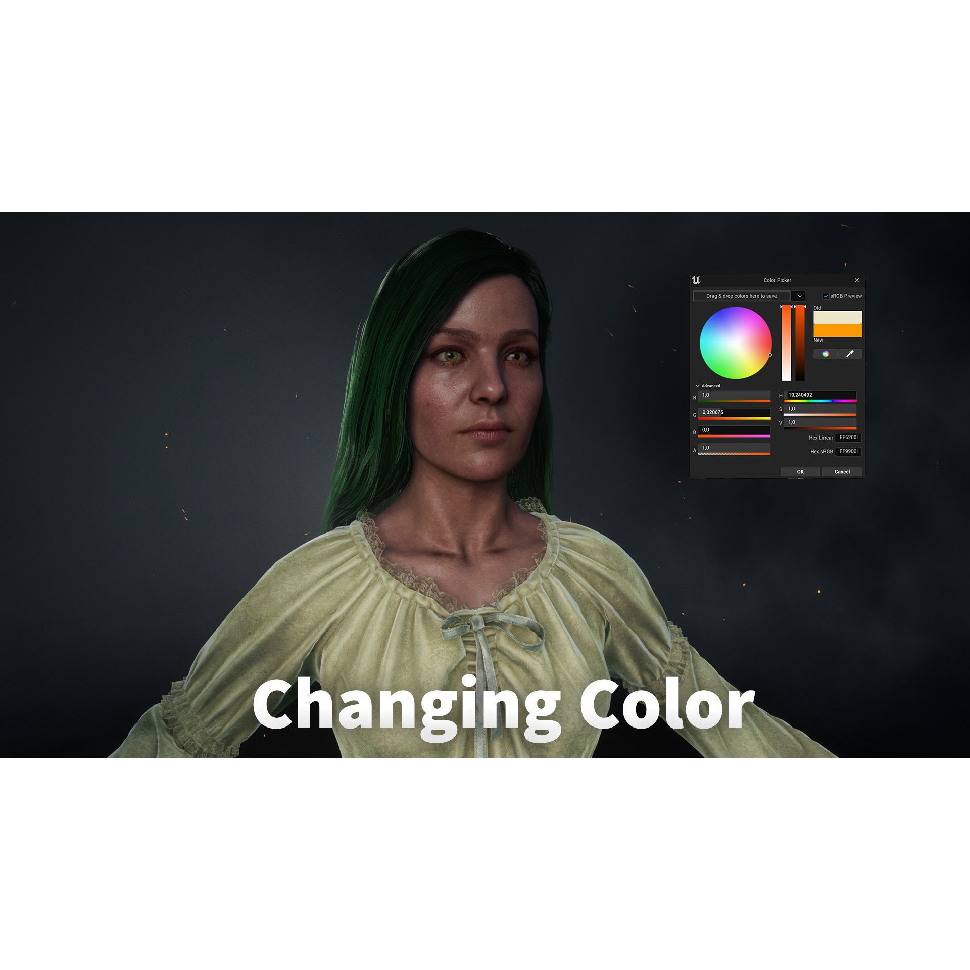 Girl in Dress - Low-Poly Game-Ready 3D Model - View 7