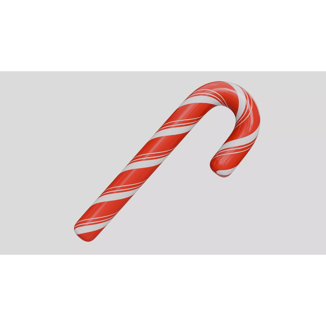 Christmas Candy Cane 3D Model – Low Poly PBR Asset, FBX, OBJ - View 10