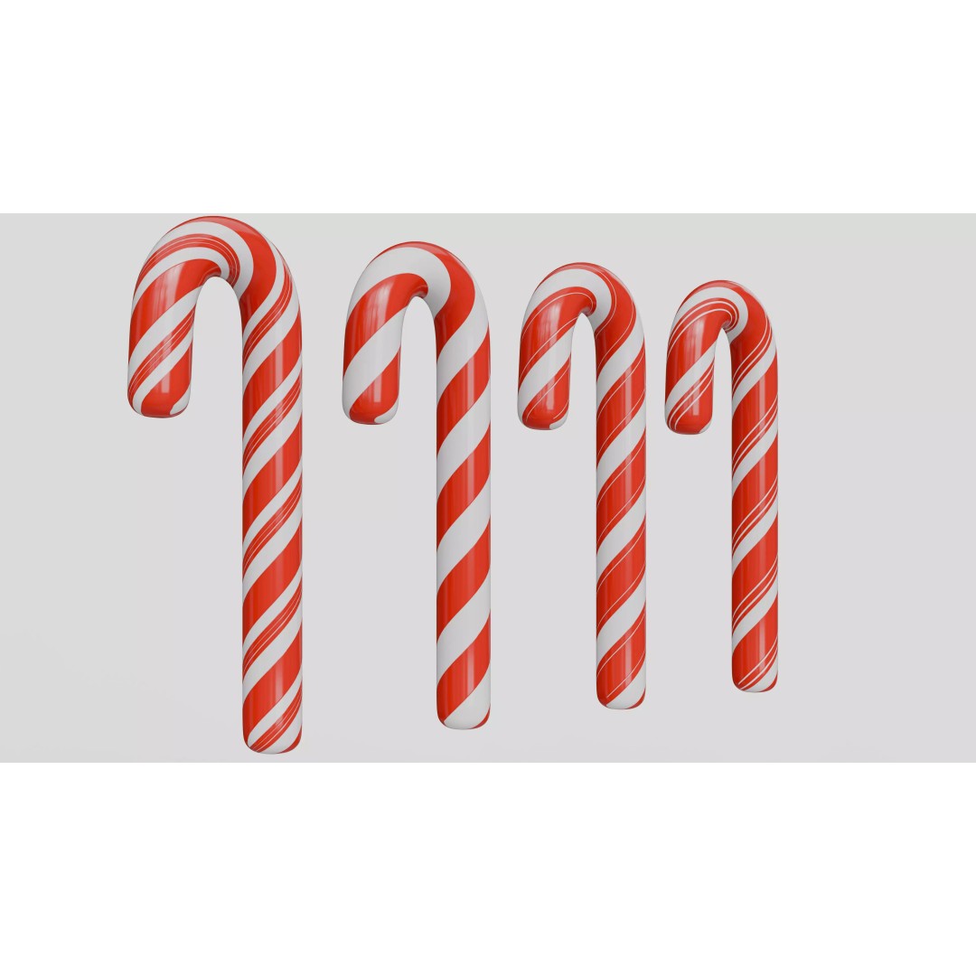 Christmas Candy Cane 3D Model – Low Poly PBR Asset, FBX, OBJ - View 13