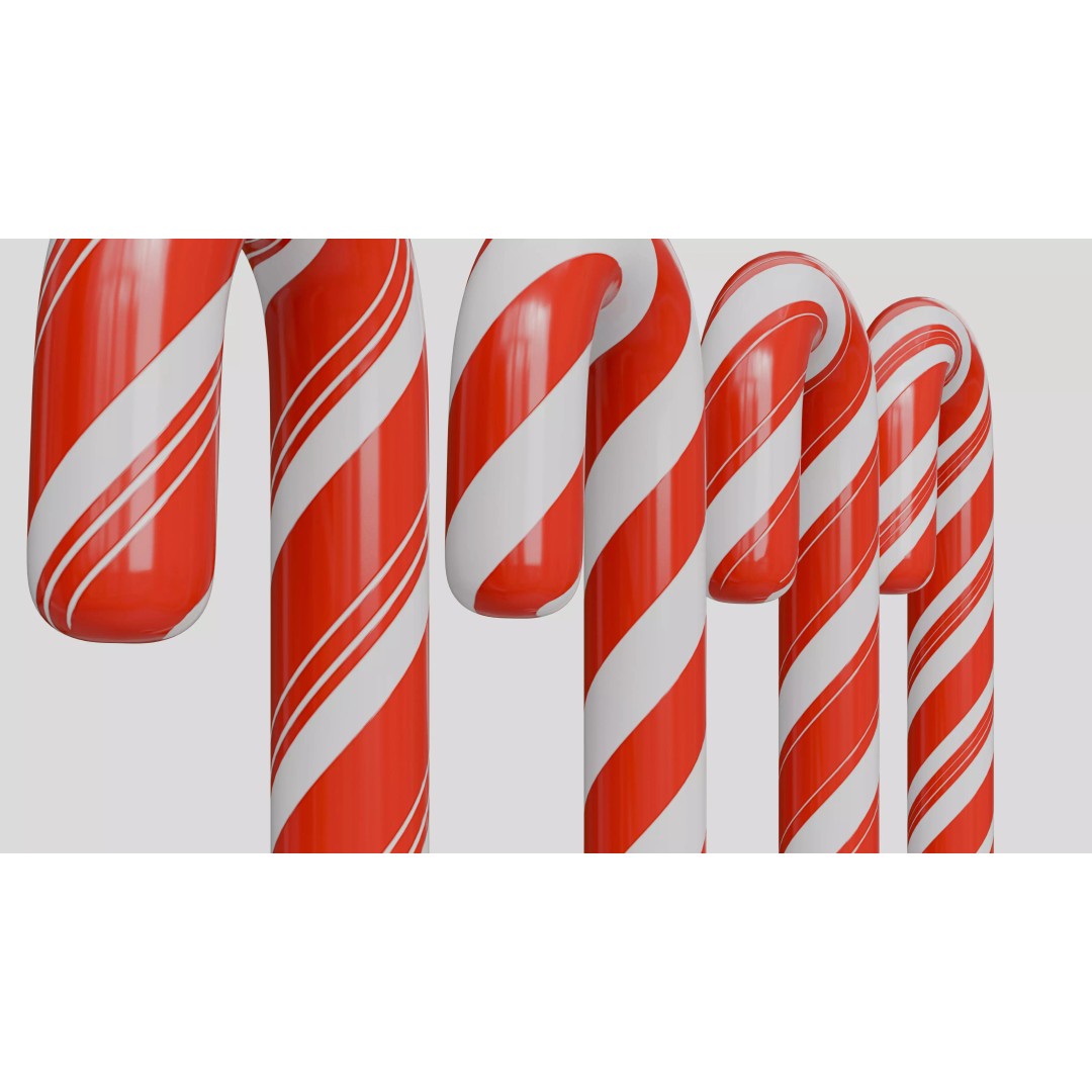 Christmas Candy Cane 3D Model – Low Poly PBR Asset, FBX, OBJ - View 14