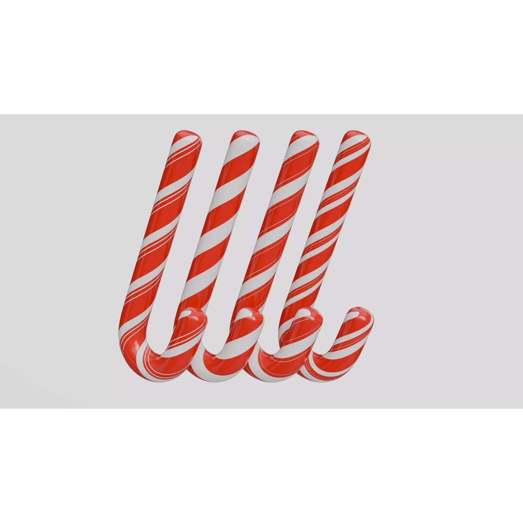 Christmas Candy Cane 3D Model – Low Poly PBR Asset, FBX, OBJ - View 16