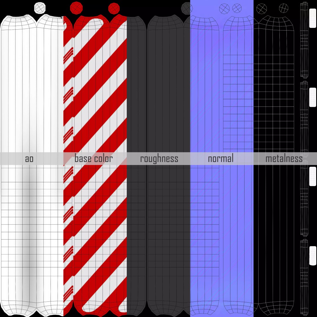 Christmas Candy Cane 3D Model – Low Poly PBR Asset, FBX, OBJ - View 22