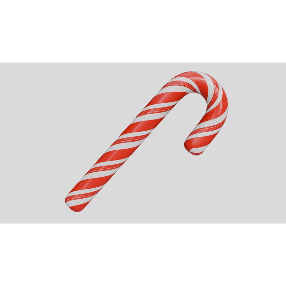 Christmas Candy Cane 3D Model – Low Poly PBR Asset, FBX, OBJ - View 7