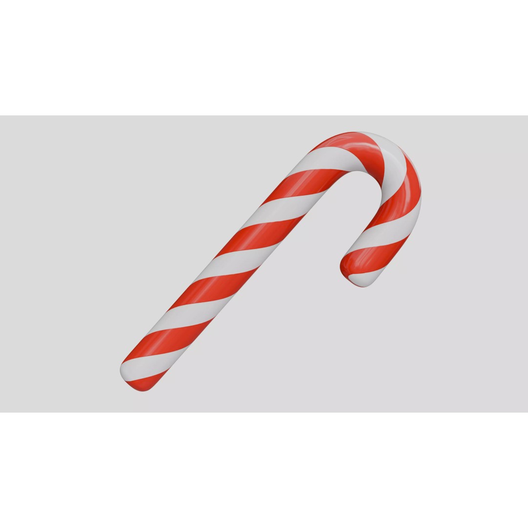 Christmas Candy Cane 3D Model – Low Poly PBR Asset, FBX, OBJ - View 8