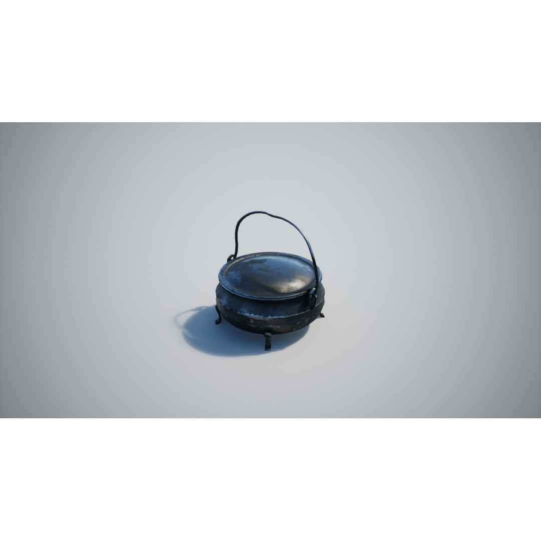 Cauldron 3D Model – Low Poly Game-Ready Asset with PBR Textures - View 10