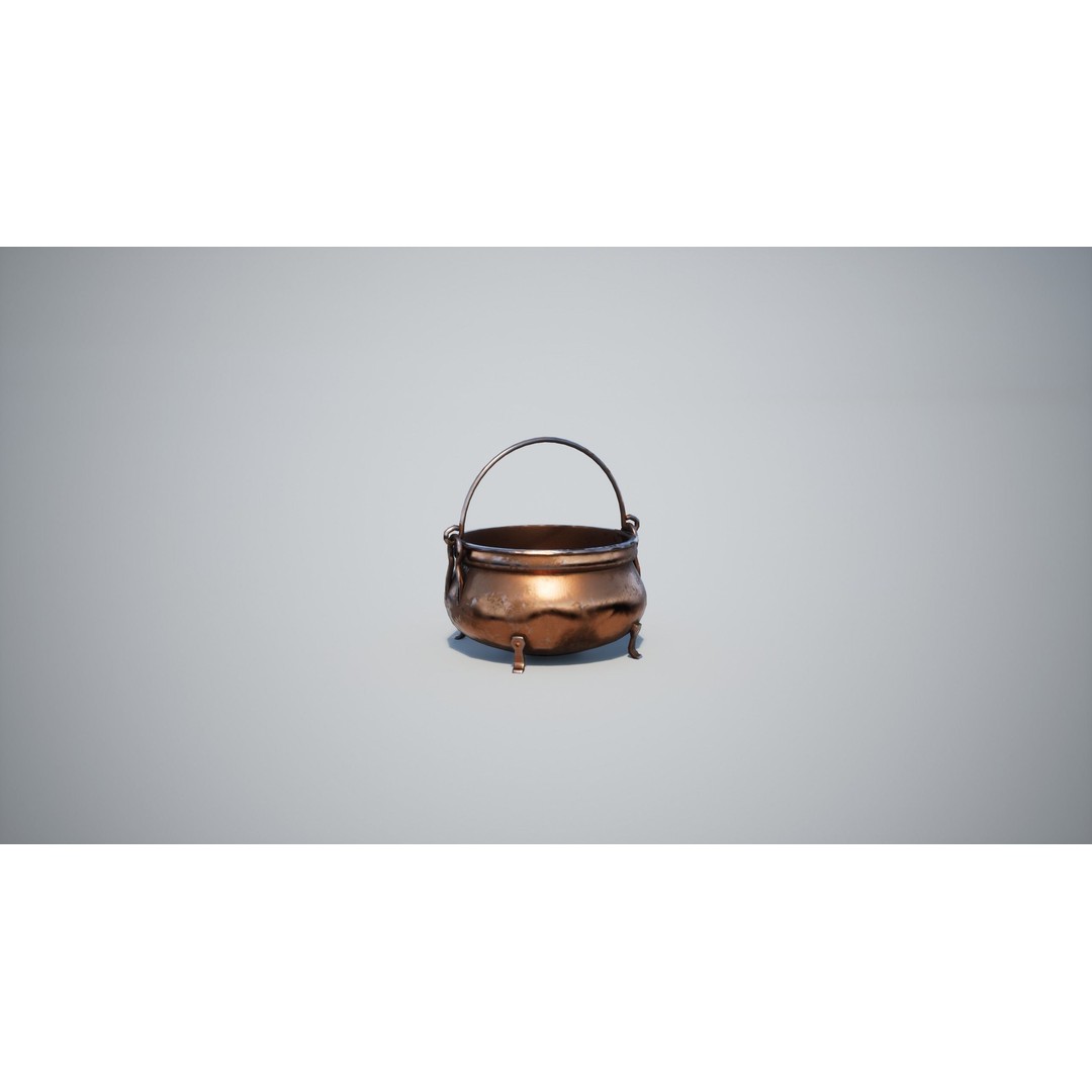 Cauldron 3D Model – Low Poly Game-Ready Asset with PBR Textures - View 12