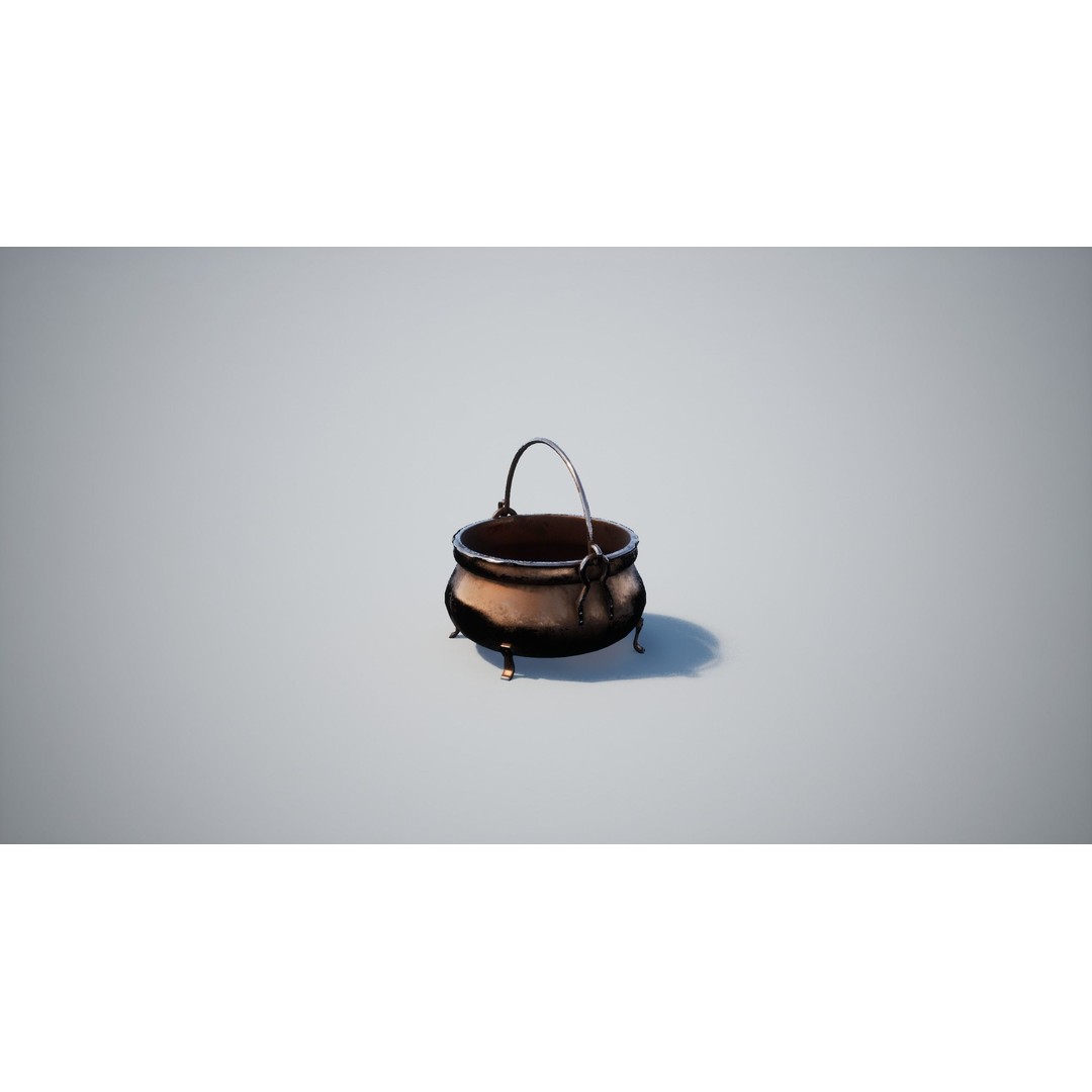 Cauldron 3D Model – Low Poly Game-Ready Asset with PBR Textures - View 13