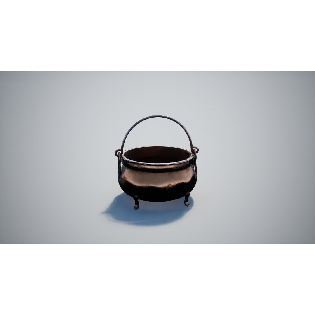 Cauldron 3D Model – Low Poly Game-Ready Asset with PBR Textures - View 14