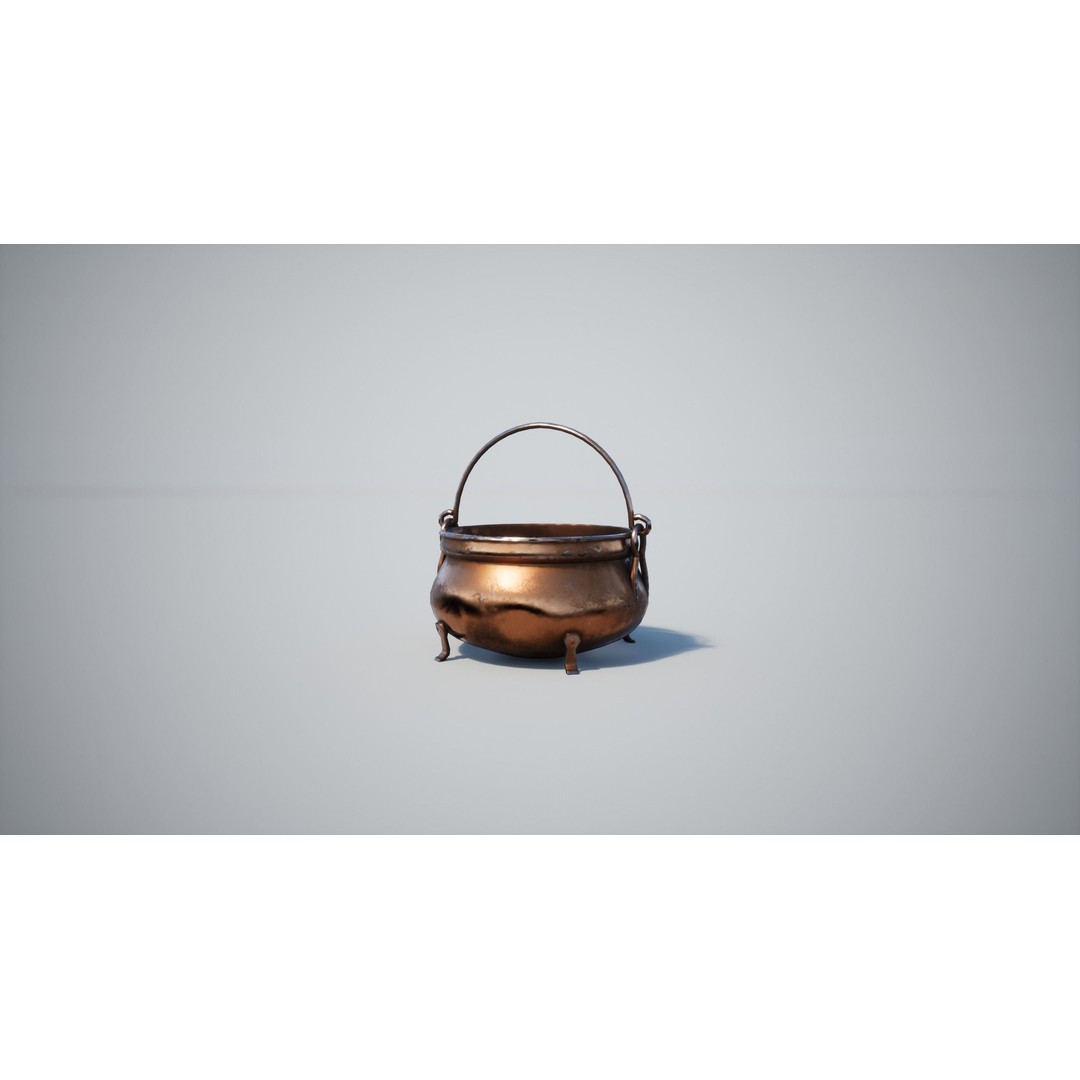 Cauldron 3D Model – Low Poly Game-Ready Asset with PBR Textures - View 16