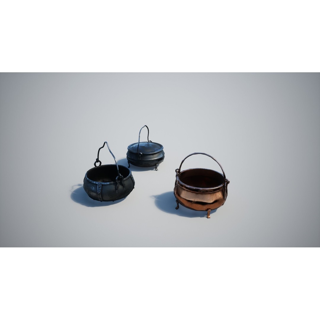 Cauldron 3D Model – Low Poly Game-Ready Asset with PBR Textures - View 19